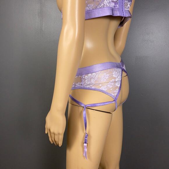 Exposed by Magic Silk Open Cup Crotchless Panties Garter Lingerie Small Medium - Picture 6 of 12